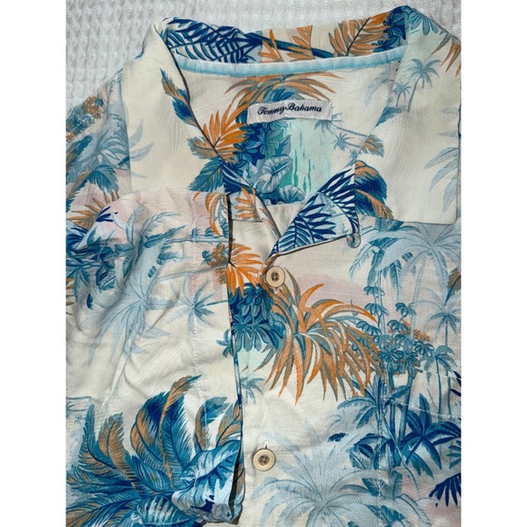 Tommy Bahama Other - Tommy Bahama Button Down Shirt Mens XL Silk Blue Orange Tropical Palm Island